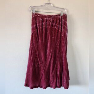 ZARA | Silk skirt crushed velvet raspberry pink red midi sz 6